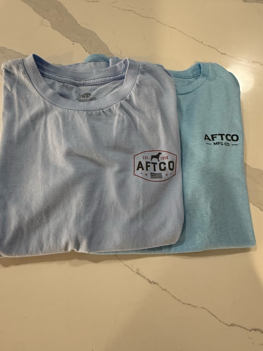 AFTCO Kids Light Blue & Bright Blue Short-Sleeve Logo Tees Duo